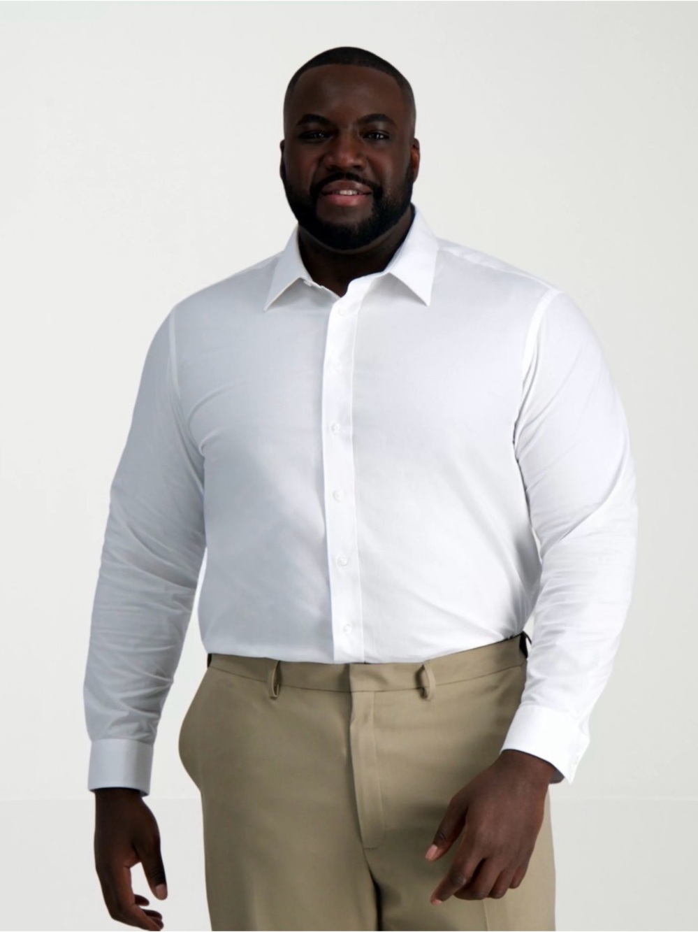 NWT Haggar Men’s White Long-Sleeve Dress Shirt